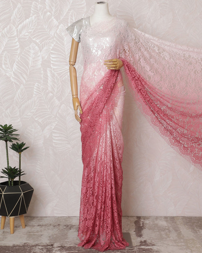 Elegant French Ombre Chantilly Lace Fabric - Blush to Rose Pink Design, 110 cm Width, 5.5 Meters-D19472 Regal Fabrics