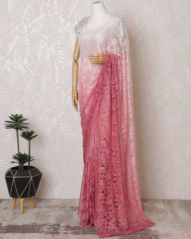 Elegant French Ombre Chantilly Lace Fabric - Blush to Rose Pink Design, 110 cm Width, 5.5 Meters-D19472 Regal Fabrics