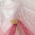 Elegant French Ombre Chantilly Lace Fabric - Blush to Rose Pink Design, 110 cm Width, 5.5 Meters-D19472