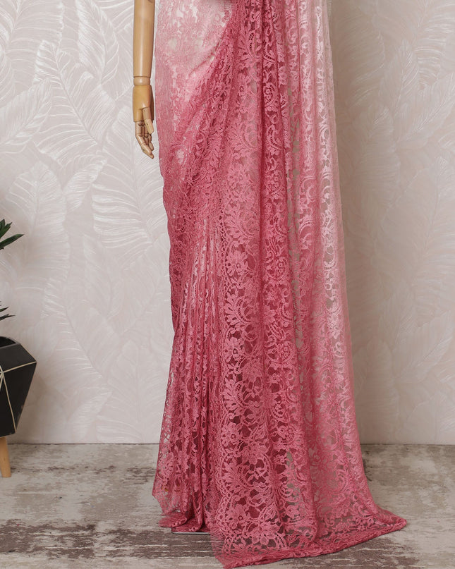 Elegant French Ombre Chantilly Lace Fabric - Blush to Rose Pink Design, 110 cm Width, 5.5 Meters-D19472 Regal Fabrics