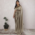 Elegant French Lame Saree in Lustrous Champagne Grey - 5.5 Mtrs, 110 cm-D19523