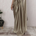 Elegant French Lame Saree in Lustrous Champagne Grey - 5.5 Mtrs, 110 cm-D19523