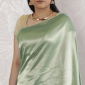 Elegant French Lame Saree in Lustrous Mint Green - 5.5 Mtrs, 110 cm-D19524