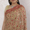 Elegant Georgette Saree with Kashmiri Embroidery in Beige and Red - 5.5 Mtrs, 110 cm-D19535 Regal Fabrics