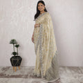 Elegant Georgette Saree with Banarasi Work in Ivory and Gold - 5.5 Mtrs, 110 cm-D19537 Regal Fabrics