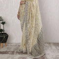 Elegant Georgette Saree with Banarasi Work in Ivory and Gold - 5.5 Mtrs, 110 cm-D19537 Regal Fabrics