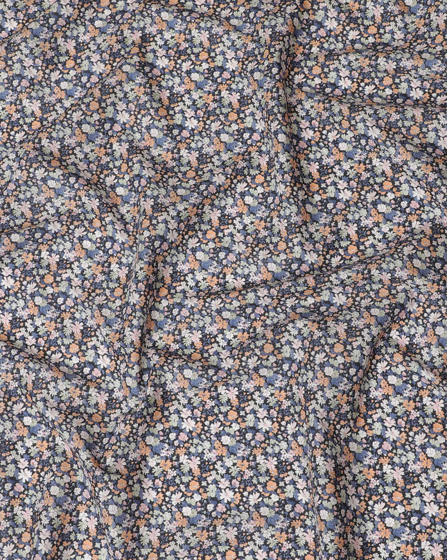Elegant Floral Cotton Lawn Fabric - Black with Pastel Blossoms, 110 cm Wide, Japanese Design-D19539 Regal Fabrics