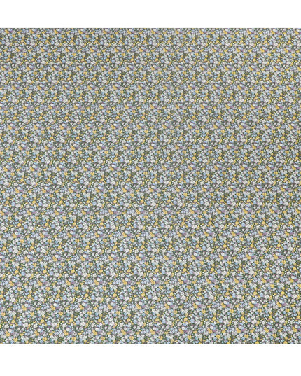 Lush Green Floral Cotton Lawn Fabric with Pastel Blooms, 110 cm Wide, Japanese Design-D19541