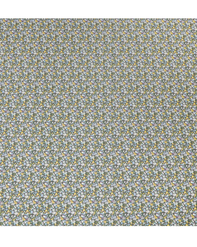 Lush Green Floral Cotton Lawn Fabric with Pastel Blooms, 110 cm Wide, Japanese Design-D19541