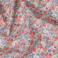 Delicate White Floral Cotton Lawn Fabric with Red and Lavender Blossoms, 110 cm Wide, Japanese Design-D19542