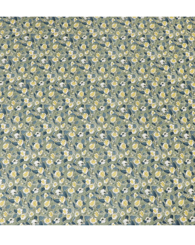 Soft Green Floral Cotton Lawn Fabric with Yellow and White Blossoms, 110 cm Wide, Japanese Design-D19544 Regal Fabrics