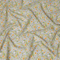 Elegant Gray Floral Cotton Lawn Fabric with Yellow and White Blossoms, 110 cm Wide, Japanese Design-D19547 Regal Fabrics