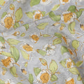 Elegant Gray Floral Cotton Lawn Fabric with Yellow and White Blossoms, 110 cm Wide, Japanese Design-D19547 Regal Fabrics