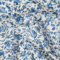Elegant White Floral Cotton Lawn Fabric with Blue Blossoms, 110 cm Wide, Japanese Design-D19549