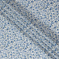 Elegant White Floral Cotton Lawn Fabric with Blue Blossoms, 110 cm Wide, Japanese Design-D19549