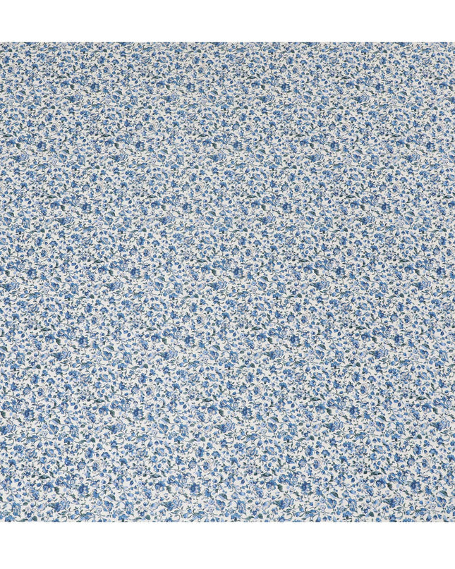 Elegant White Floral Cotton Lawn Fabric with Blue Blossoms, 110 cm Wide, Japanese Design-D19549 Regal Fabrics