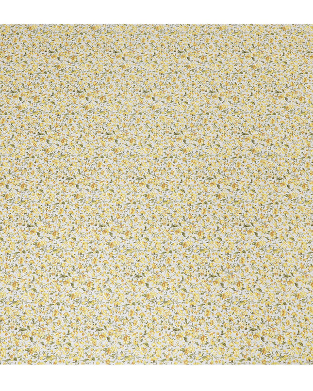 Elegant White Floral Cotton Lawn Fabric with Yellow Blossoms, 110 cm Wide, Japanese Design-D19552 Regal Fabrics