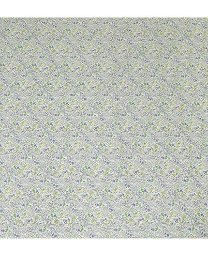 Delicate White Floral Cotton Lawn Fabric with Yellow and Purple Blossoms, 110 cm Wide, Japanese Design-D19555