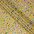 Elegant Yellow Floral Cotton Lawn Fabric with Green and Blue Blossoms, 110 cm Wide, Japanese Design-D19559