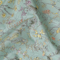 Elegant Mint Green Floral Cotton Lawn Fabric with Yellow and Purple Blossoms, 110 cm Wide, Japanese Design-D19562 Regal Fabrics