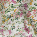 Vibrant White Floral Cotton Lawn Fabric with Pink and Yellow Blossoms, 110 cm Wide, Japanese Design-D19563