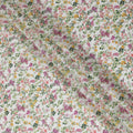Vibrant White Floral Cotton Lawn Fabric with Pink and Yellow Blossoms, 110 cm Wide, Japanese Design-D19563