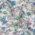 Vibrant White Floral Cotton Lawn Fabric with Blue and Pink Blossoms, 110 cm Wide, Japanese Design-D19564