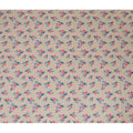 قماش قطني مخلوط باللون البيج مع تطريز زهور باللونين الوردي والأزرق - عرض 110 سم - D19593