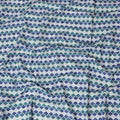 Vibrant Blue and Green Geometric blended Cotton Lawn Fabric with Embroidery - 110 cm Wide - D19596 Regal Fabrics