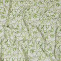 Fresh Green Geometric blended Cotton Lawn Fabric with Embroidery - 110 cm Wide - D19597