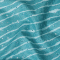 Aqua Blue Striped blended Cotton Lawn Fabric with Embroidery - 110 cm Wide - D19599