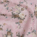 Delicate Pink Floral blended Cotton Lawn Fabric with Embroidery - 110 cm Wide - D19604