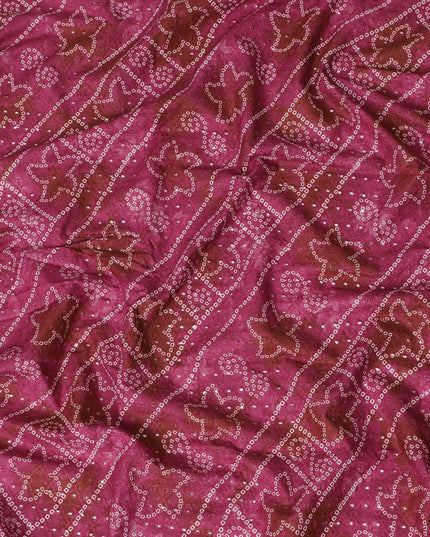 Vibrant Pink Patterned blended Cotton Lawn Fabric with Embroidery - 110 cm Wide - D19605