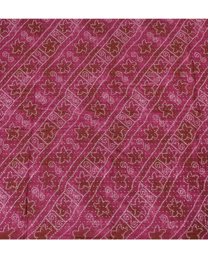 Vibrant Pink Patterned blended Cotton Lawn Fabric with Embroidery - 110 cm Wide - D19605