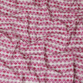 Vibrant Pink and White Geometric blended Cotton Lawn Fabric with Embroidery - 110 cm Wide - D19606