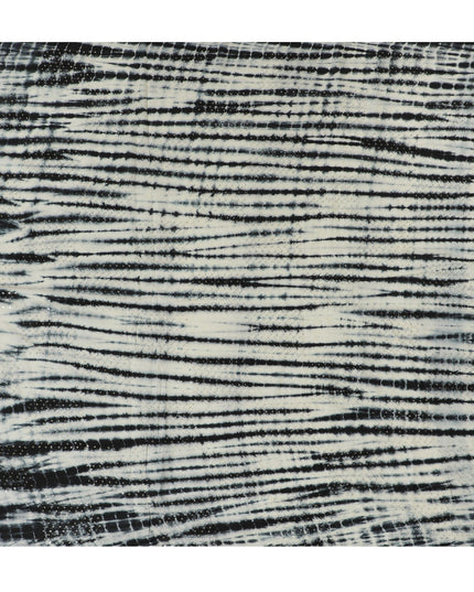 Elegant Black and White Tie-Dye Cotton Lawn Fabric with Sequin Detailing, 110 cm Width-D19656