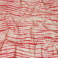Vibrant Red and White Tie-Dye Cotton Lawn Fabric with Sequin Accents, 110 cm Width-D19658