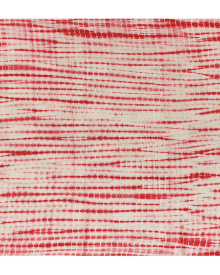 Vibrant Red and White Tie-Dye Cotton Lawn Fabric with Sequin Accents, 110 cm Width-D19658