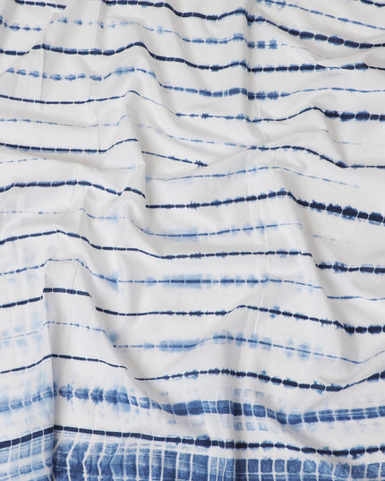 Classic Blue and White Tie-Dye Cotton Lawn Fabric, 110 cm Width-D19660