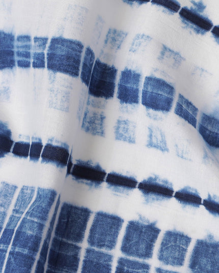 Classic Blue and White Tie-Dye Cotton Lawn Fabric, 110 cm Width-D19660