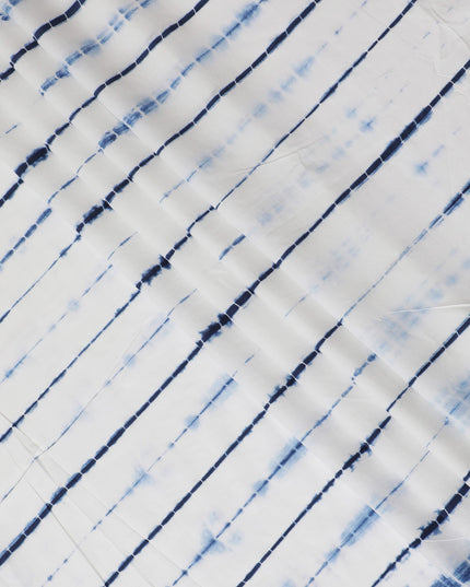 Classic Blue and White Tie-Dye Cotton Lawn Fabric, 110 cm Width-D19660