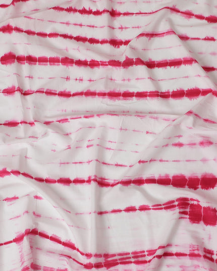 Vibrant Pink and White Tie-Dye Cotton Lawn Fabric, 110 cm Width-D19662