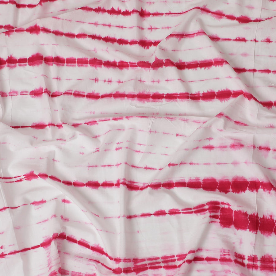 Vibrant Pink and White Tie-Dye Cotton Lawn Fabric, 110 cm Width-D19662