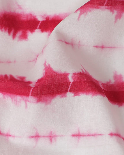 Vibrant Pink and White Tie-Dye Cotton Lawn Fabric, 110 cm Width-D19662