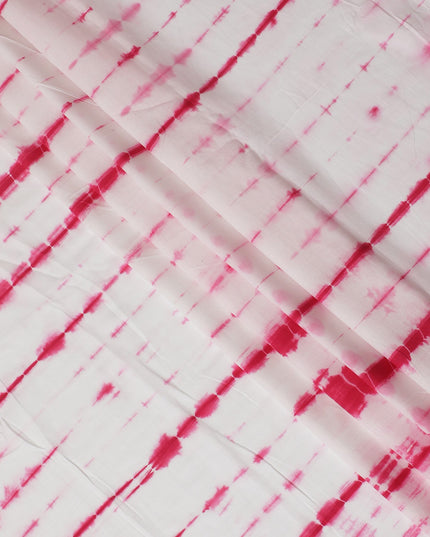 Vibrant Pink and White Tie-Dye Cotton Lawn Fabric, 110 cm Width-D19662