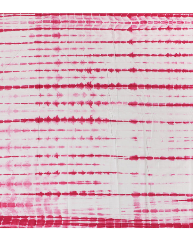 Vibrant Pink and White Tie-Dye Cotton Lawn Fabric, 110 cm Width-D19662