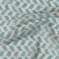 Aqua and White Chevron Cotton Lawn Fabric with Sequins, 110 cm Width-D19663