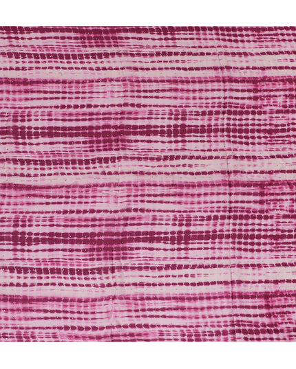 Magenta and Pink Tie-Dye Synthetic Chinon Fabric with gold foil, 110 cm Width-D19667