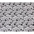 Black and White Floral Synthetic Chinon Fabric with gold foil, 110 cm Width-D19672