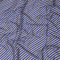Blue and White Striped Synthetic Chinon Fabric with gold foil, 110 cm Width-D19673